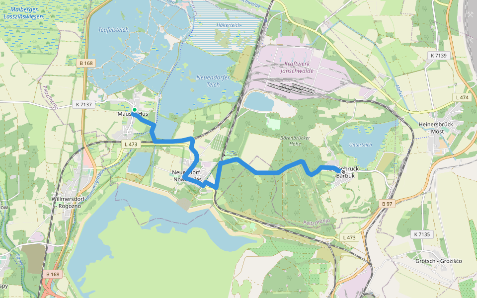 Wanderweg Maust - Bärenbrück walking route map in Teichland