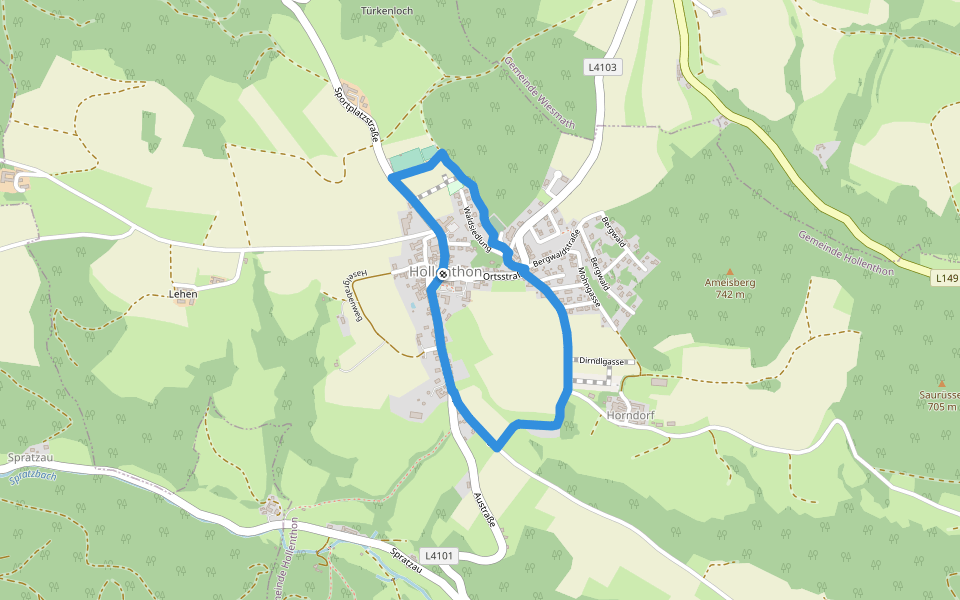 Obstlehrpfad walking route map in Hollenthon