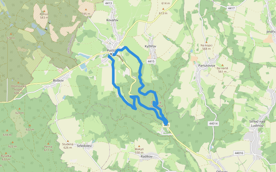 NS Potštát walking route map in Potštát