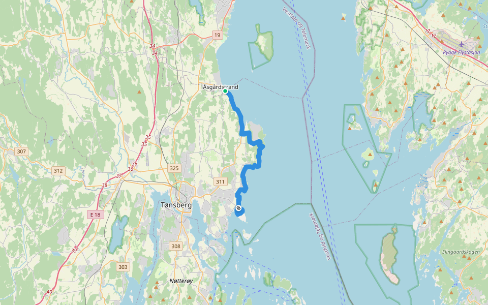 Kyststien Tønsberg walking route map in Hvarnes