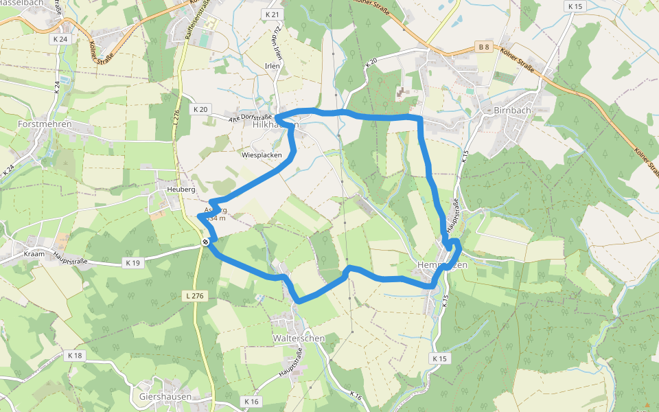 [1] Hemmelzen Rundwanderweg walking route map in Kraam