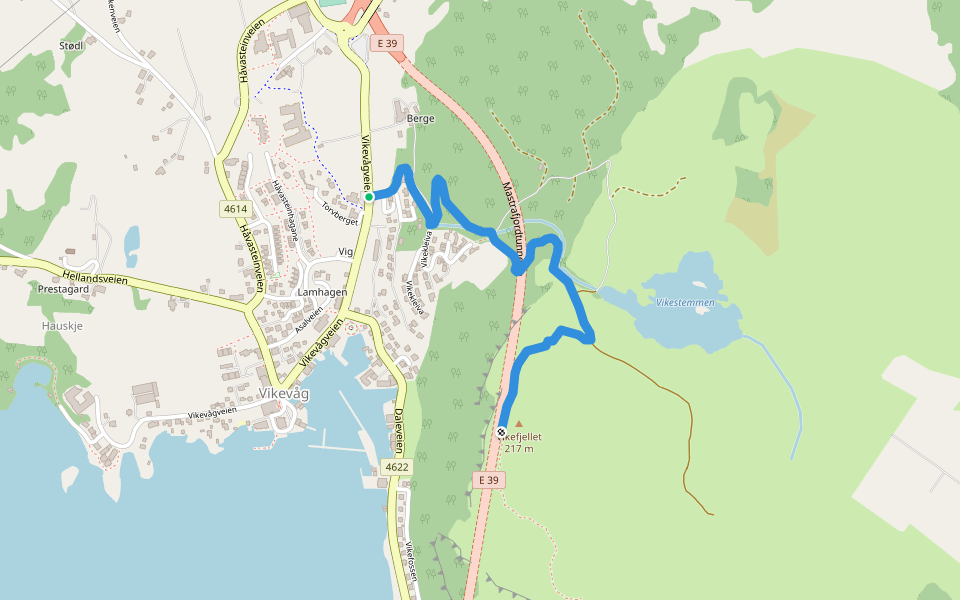 Pilå walking route map in Vikevåg