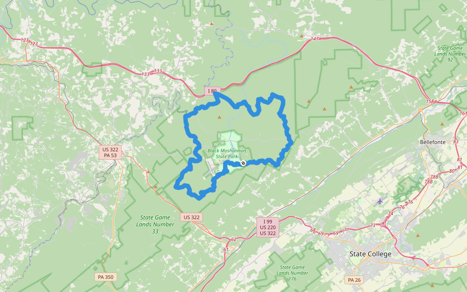 Allegheny Front Trail walking route map in Philipsburg