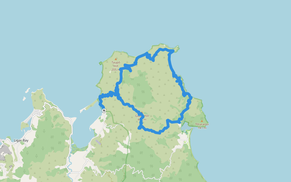 Gibbs Hill walking route map in Wainui Bay