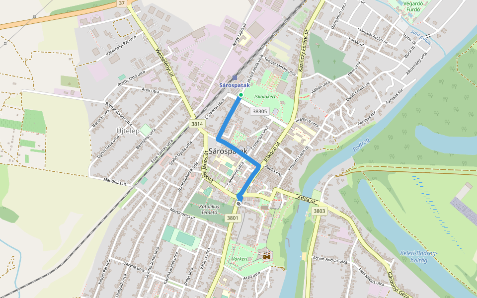 P■ (Sárospatak) walking route map in Sárospatak