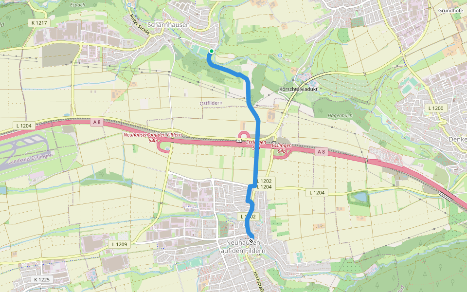 Eichwiesen - Neuhausen walking route map in Ostfildern