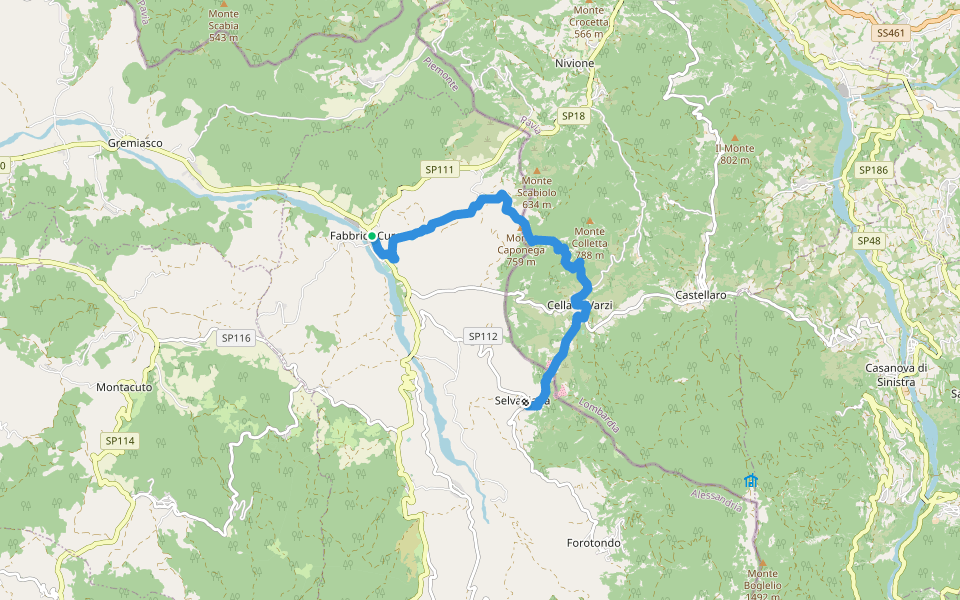 Fabbrica Curone - Selvapiana walking route map in Fabbrica Curone