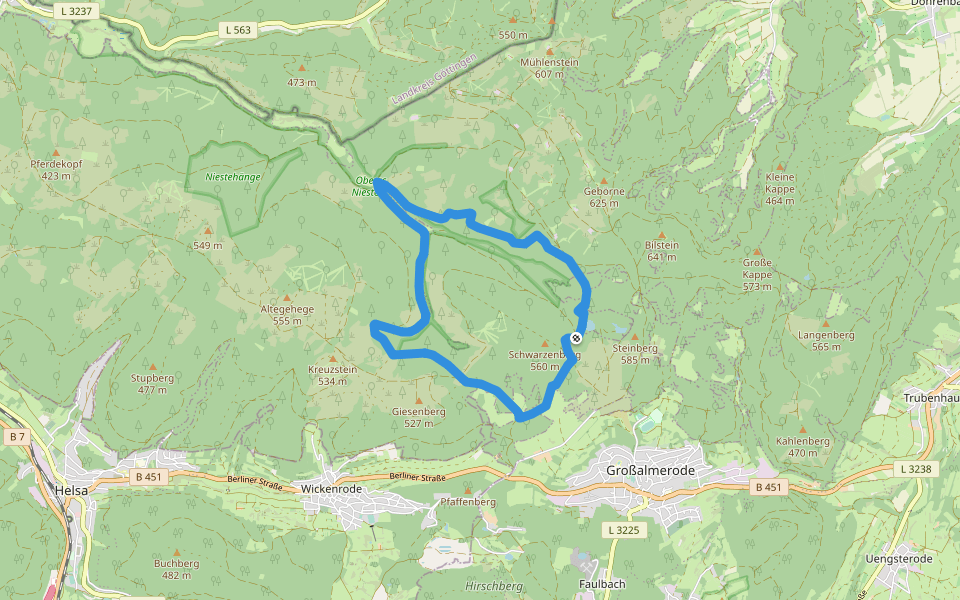Kaufunger Wald, Rundweg 9 - Schwarzbach walking route map in Gutsbezirk Kaufunger Wald