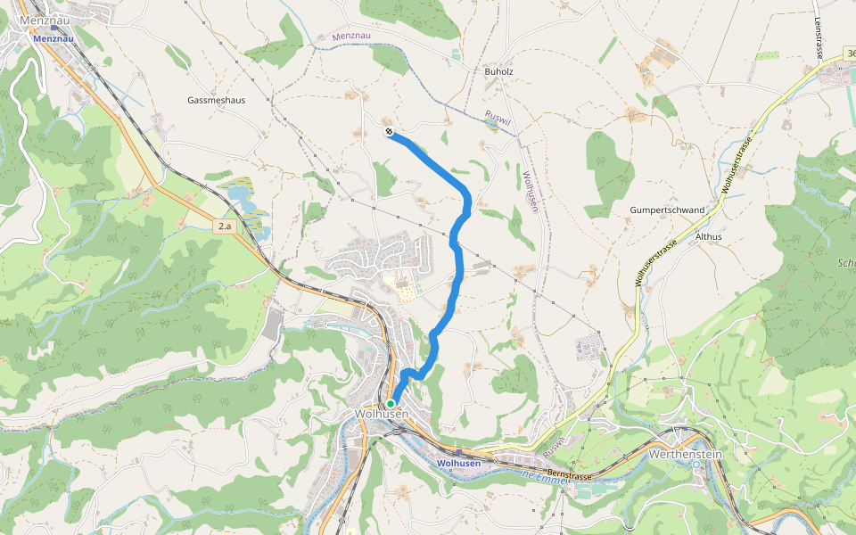 Wolhusen - Bueche walking route map in Wolhusen