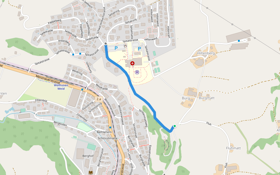 Wolhusen Spital - Burg walking route map in Wolhusen