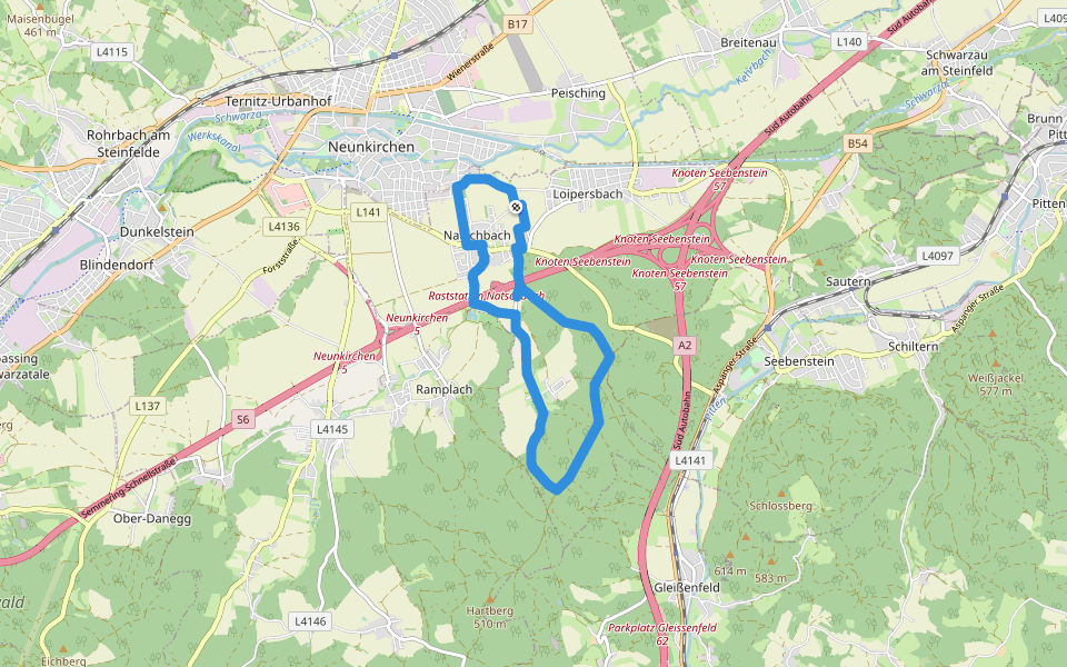 Rundwanderwege Natschbach - Loipersbach - Lindgrub NL1 walking route map in Loipersbach