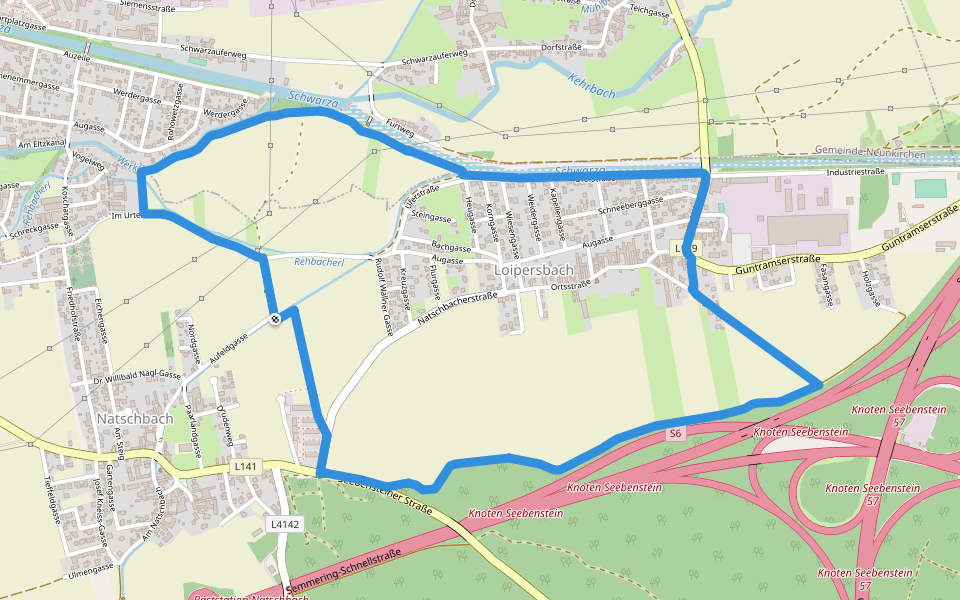 Rundwanderwege Natschbach - Loipersbach - Lindgrub L1 walking route map in Loipersbach