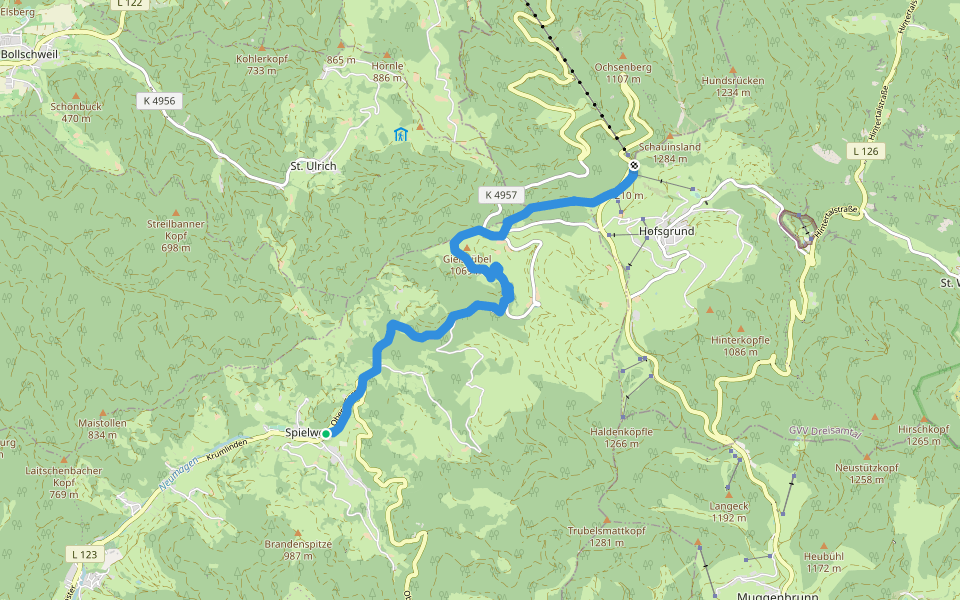 - Münstertal - Spielweg - Schau-Ins-Land - walking route map in Münstertal/Schwarzwald
