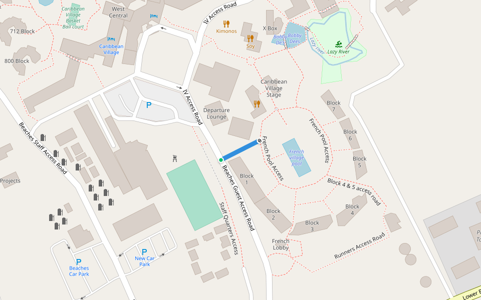 French village Building 1access walking route map in The Bight Settlement