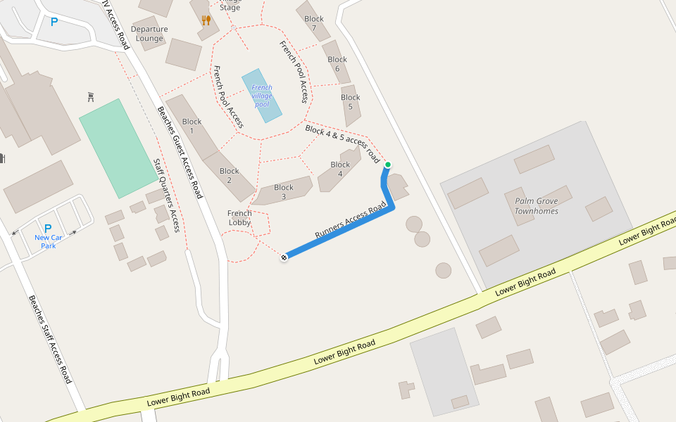 French village Back road walking route map in The Bight Settlement