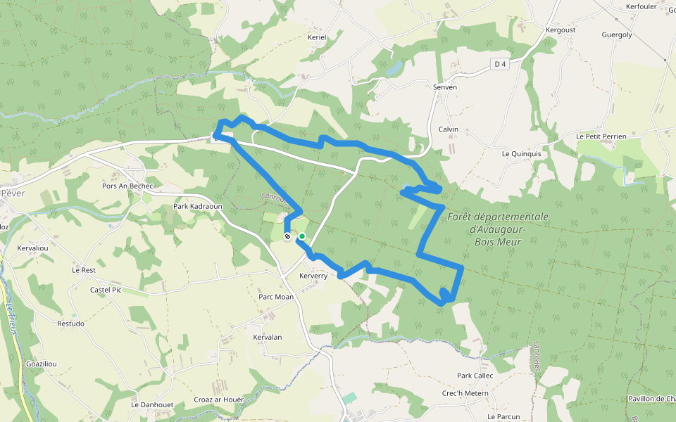 Circuit de la carrière walking route map in Lanrodec