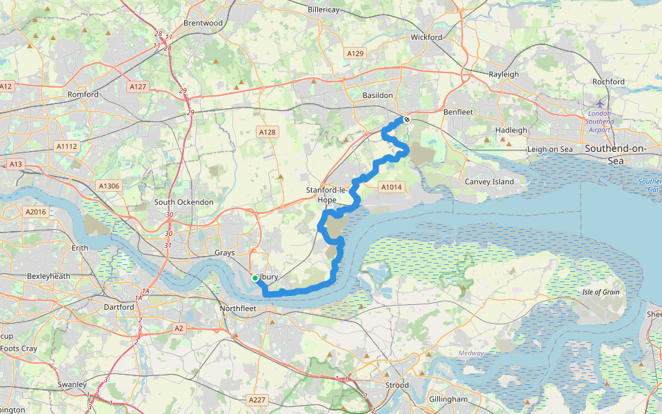 Thames Estuary Path walking route map in Tilbury