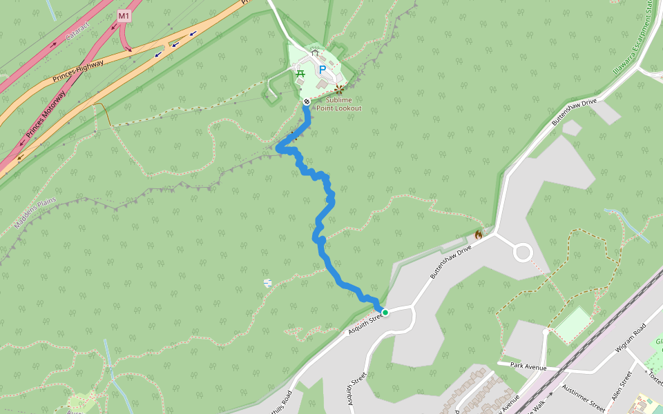 Sublime Point Track walking route map in Austinmer