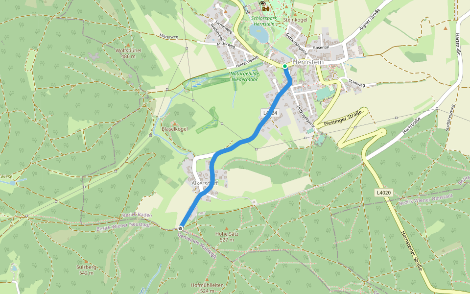 Hernstein - Alkersdorf walking route map in Hernstein
