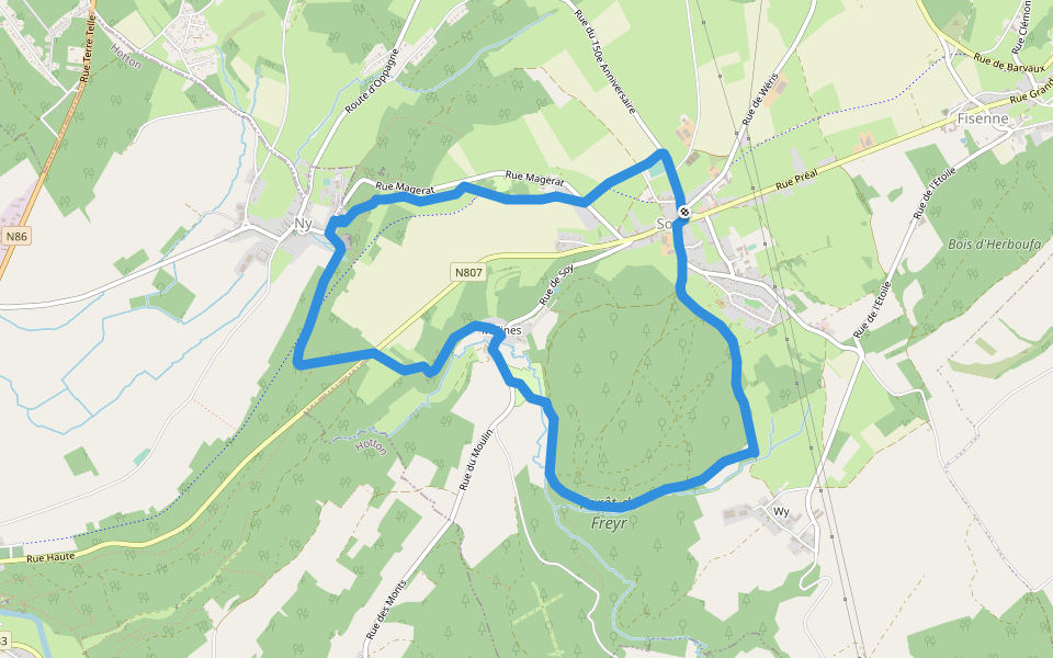La Fange walking route map in Érezée