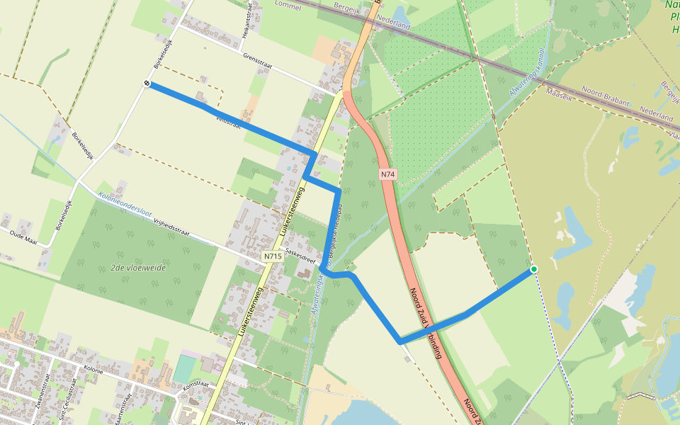 't Wateringpad aanlooproute walking route map in Lommel