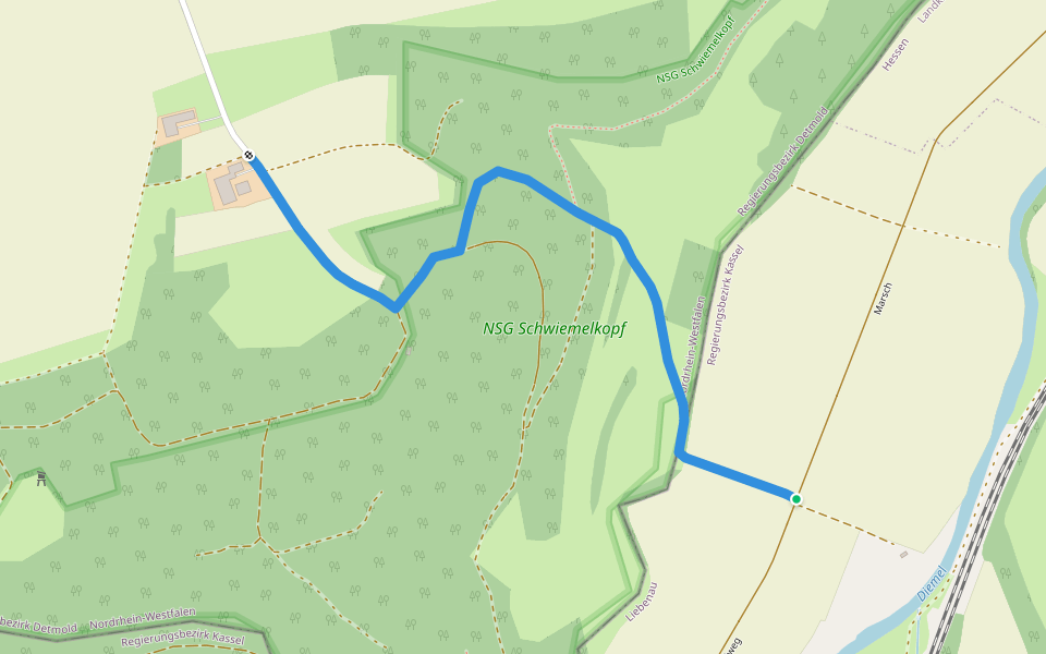 Lamerden Rundweg Alternative La1a walking route map in Liebenau