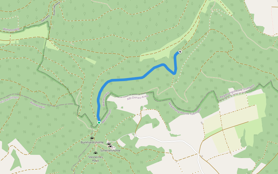 Nebenweg des Schwäbischen Albvereins (rote Gabel) walking route map in Westerheim
