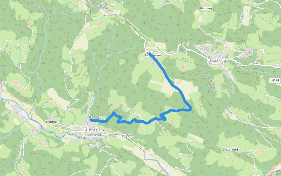 Feistritz am Wechsel - Hollabrunn über Steinbichel walking route map in Feistritz am Wechsel