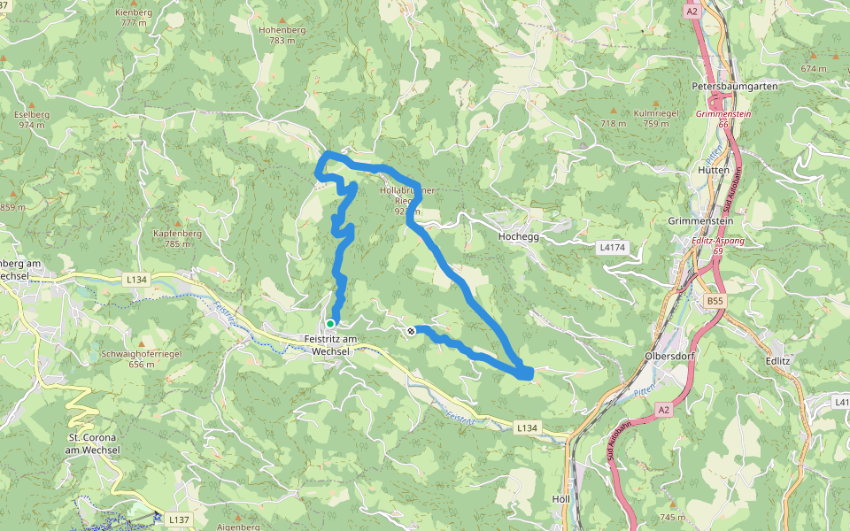 Rundwanderweg 10 (Urban-Kapelle - Feistritz - Grottendorf - Hollabrunn - Urban-Kapelle) walking route map in Feistritz am Wechsel