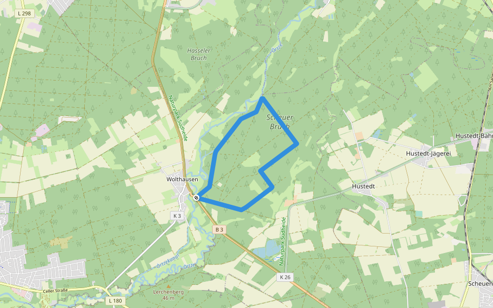 Südheide 'Wasser und Sand' W17m (mittlere Tour) walking route map in Winsen (Aller)