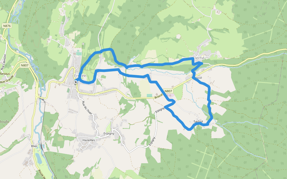 Soupirs walking route map in Érezée
