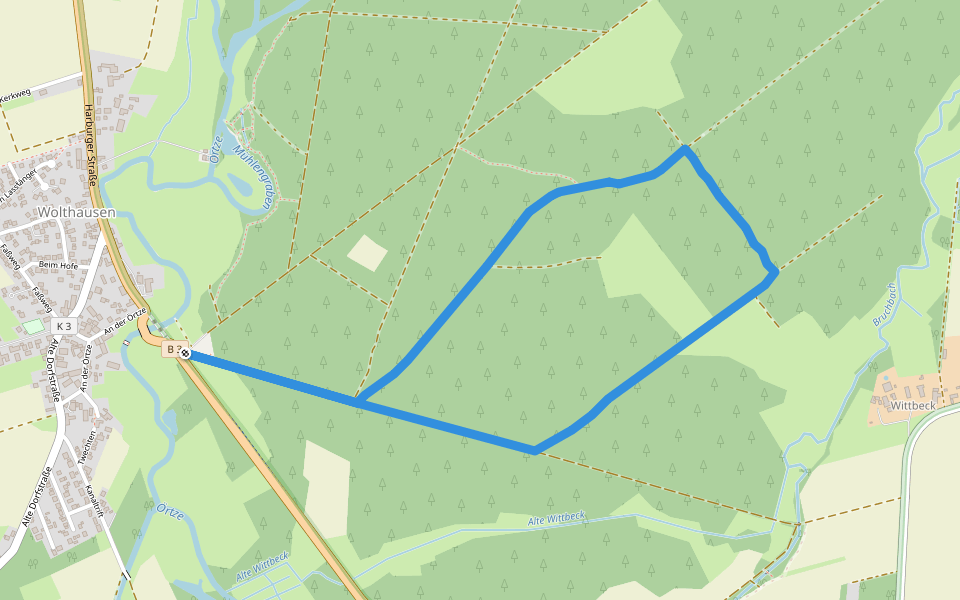 Südheide 'Wasser und Sand' W17k (kurze Tour) walking route map in Winsen (Aller)