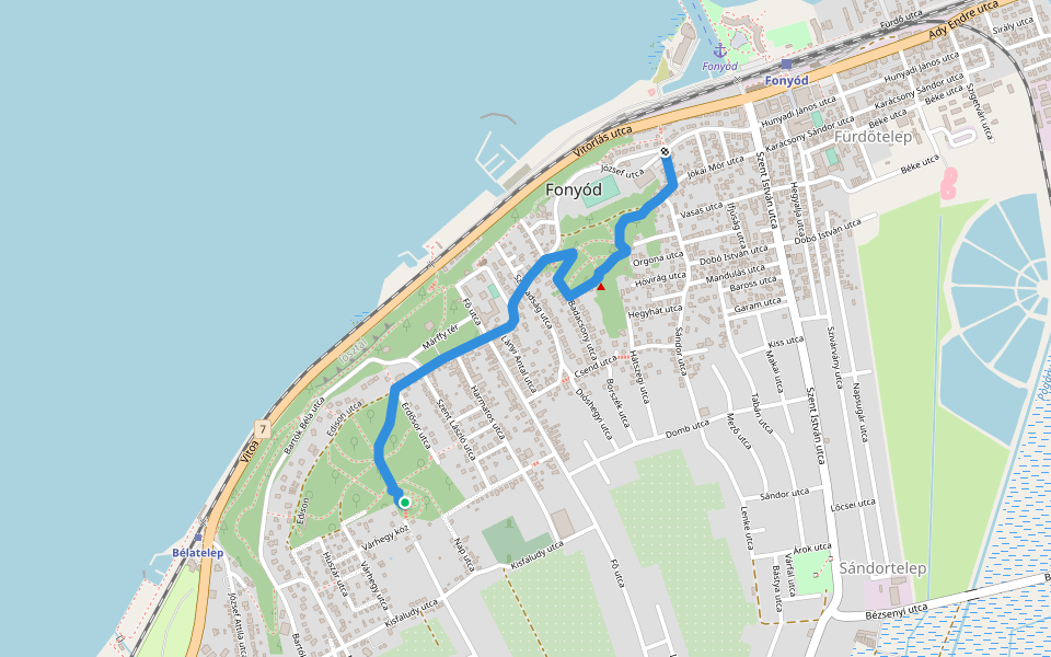 P▲ (Fonyód – Vár-hegy) walking route map in Fonyód