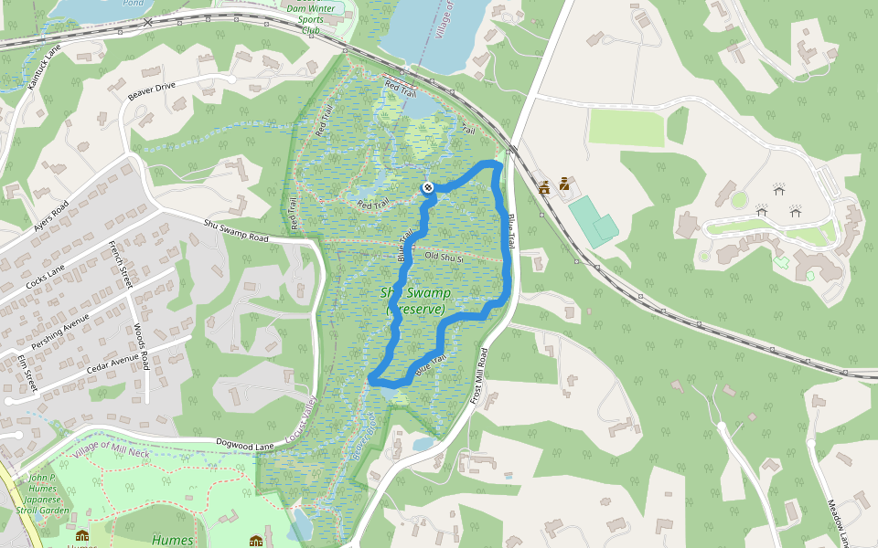 Blue Trail walking route map in Locust Valley