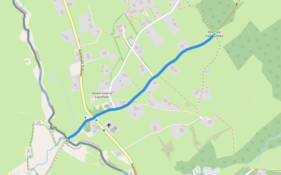 [M] Bedřichovka - Rozdroże nad Lasówką walking route map in Lasówka