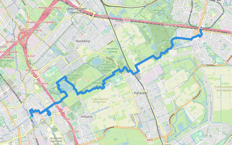 Groene Hartpad - 01 walking route map in Delft