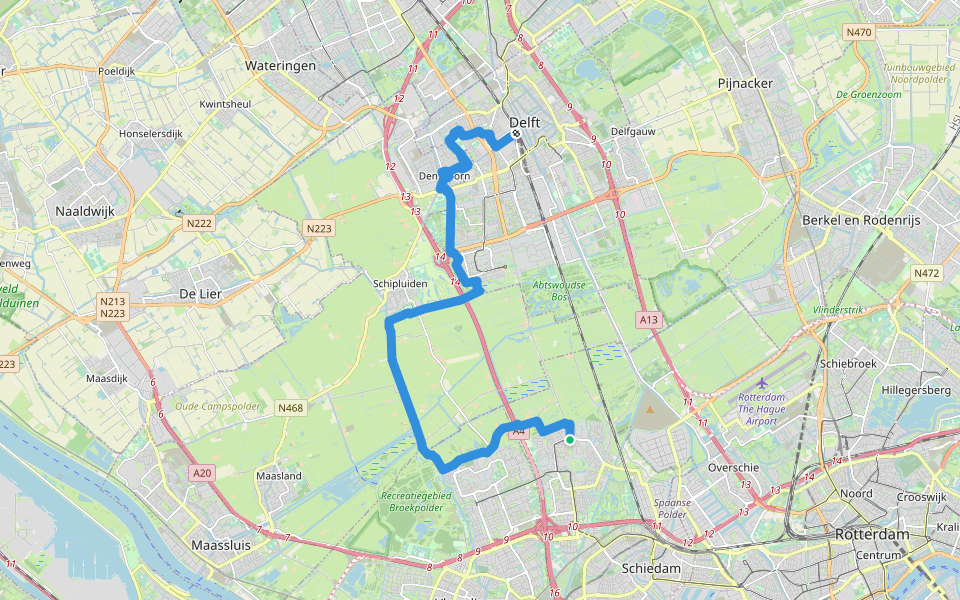 Groene Hartpad - 11 walking route map in Schiedam