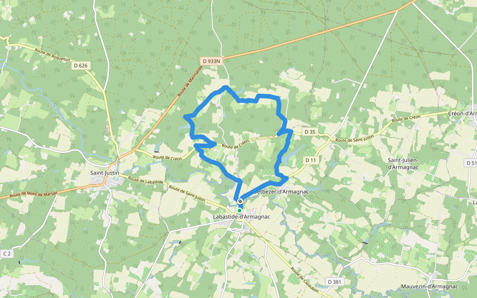 Itinerie d'Armagnac walking route map in Labastide-d'Armagnac