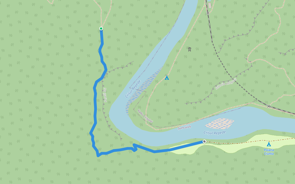 Deviație spre Pereții Gri - Șuncuiuș walking route map in Șuncuiuș