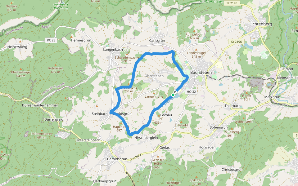 Seifengrundweg DÖ 96 walking route map in Bad Steben