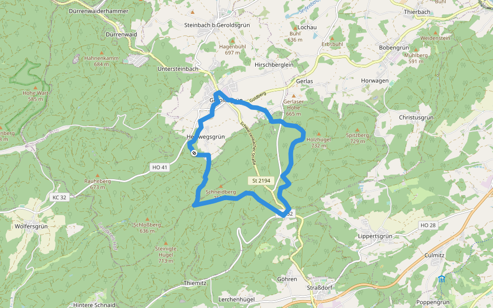 Vochelaweg DÖ 91 walking route map in Geroldsgrüner Forst