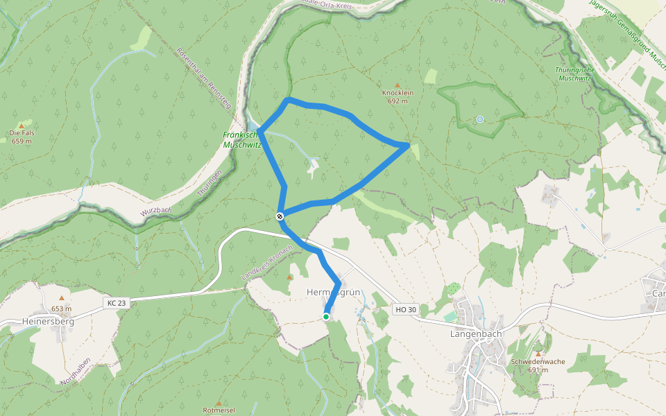 Floßteichweg DÖ 90 walking route map in Geroldsgrün