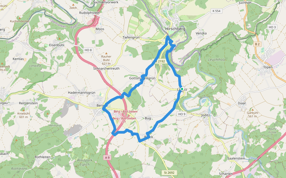 Büchig-Weg US 71 walking route map in Köditz