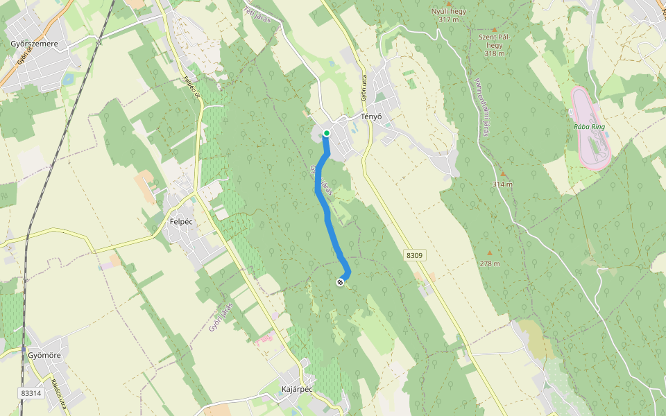 Z+ walking route map in Tényő