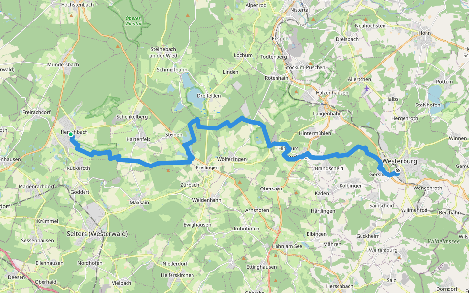WW Westerwald Etappe 4 Herschbach - Westerburg walking route map in Herschbach