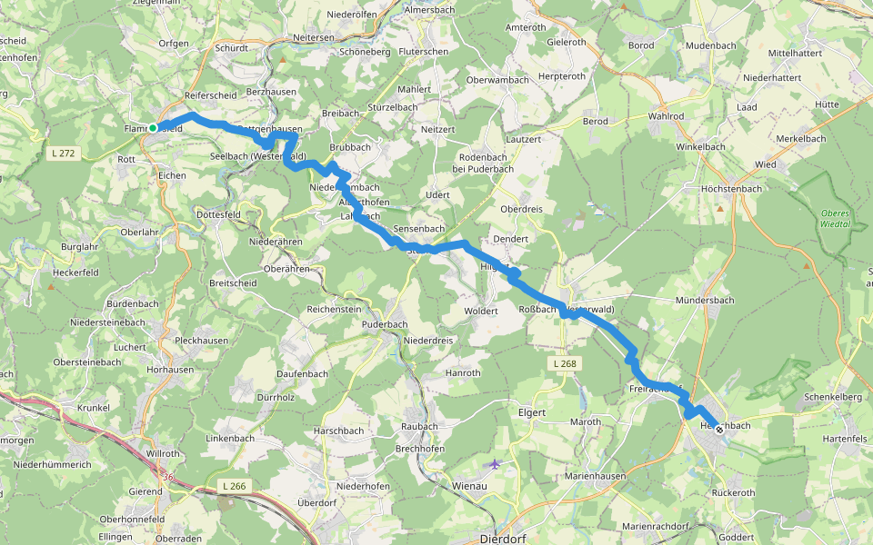 HWW Westerwald Etappe 3 Flammersfeld - Herschbach walking route map in Flammersfeld