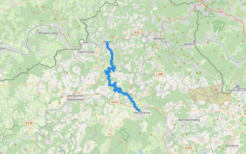 [4] HWW Westerwald Etappe 1 (Wissen - Hachenburg) walking route map in Wissen