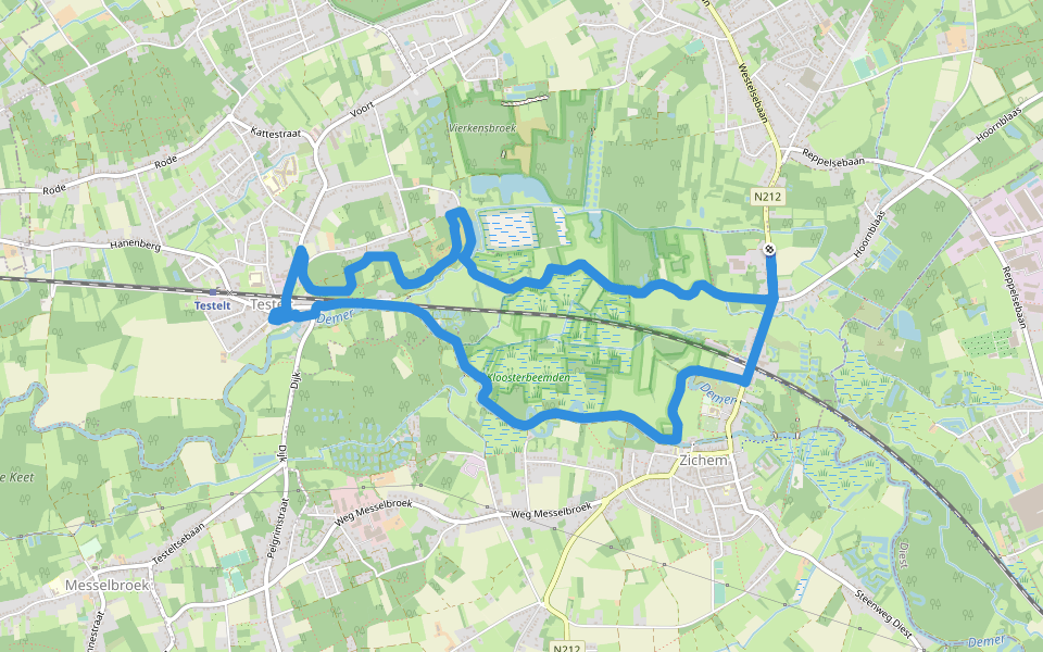 Demerbroeken Rode driehoek walking route map in Scherpenheuvel-Zichem