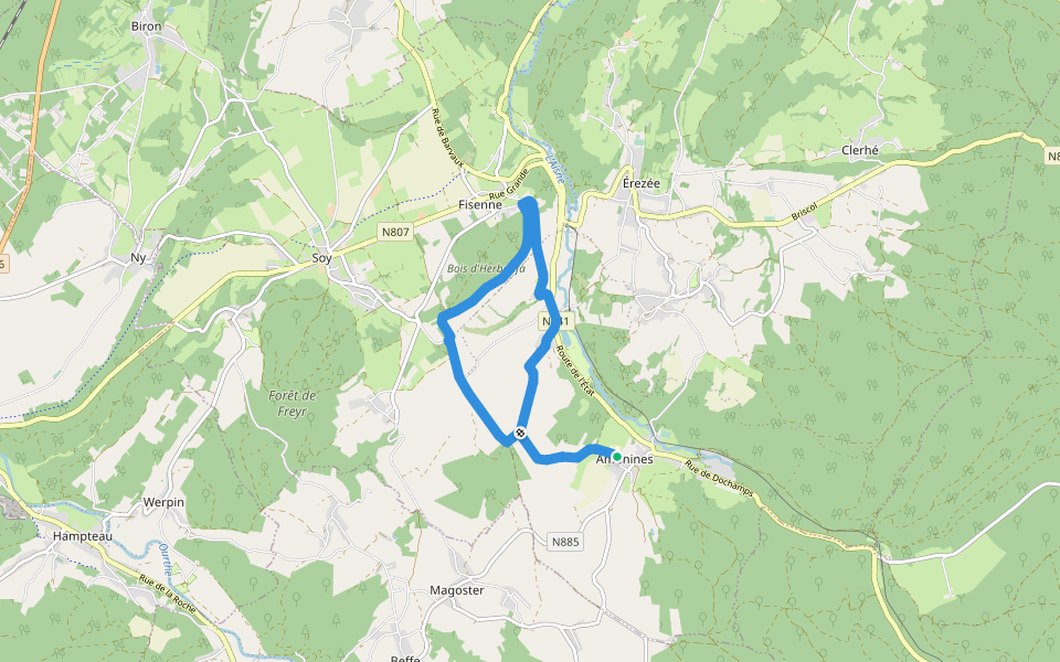 Herboufa walking route map in Érezée