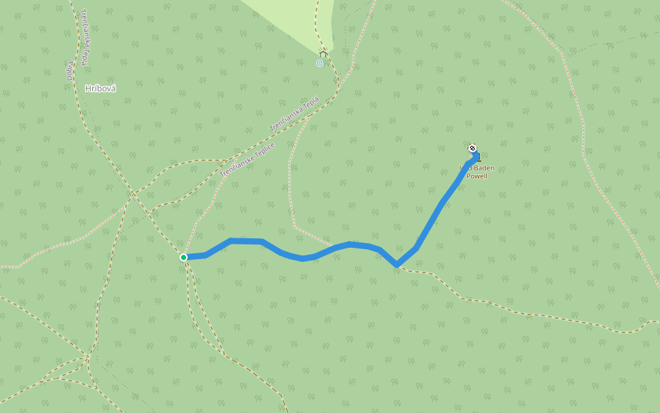 Skautský chodník k pamätníku Badena Powella walking route map in Trenčianska Teplá